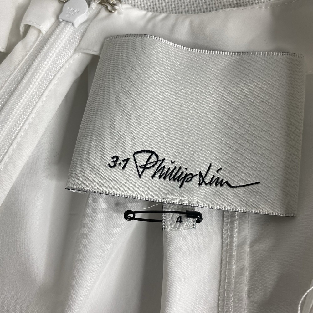 3.1 Phillip Lim Bloom Pleated Short Sleeve Scoop‎ Neck White Blouse Sz 4 - Picture 15 of 16